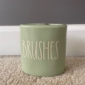 Rae Dunn Green Ceramic Brush Holder